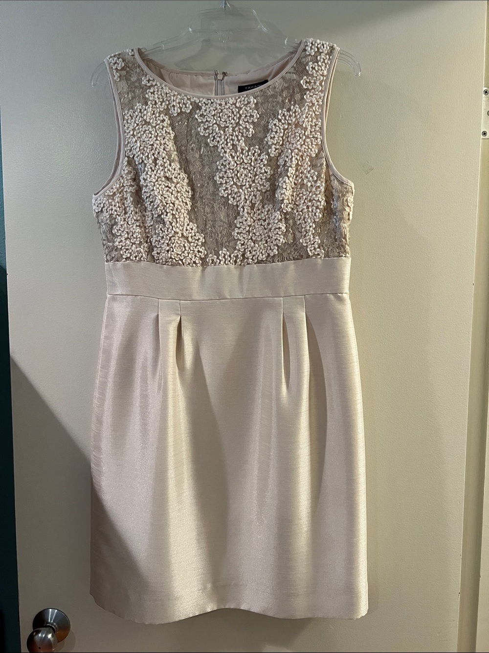 Sleeveless Mini Dress with Embellished Lace Bodice in Blush